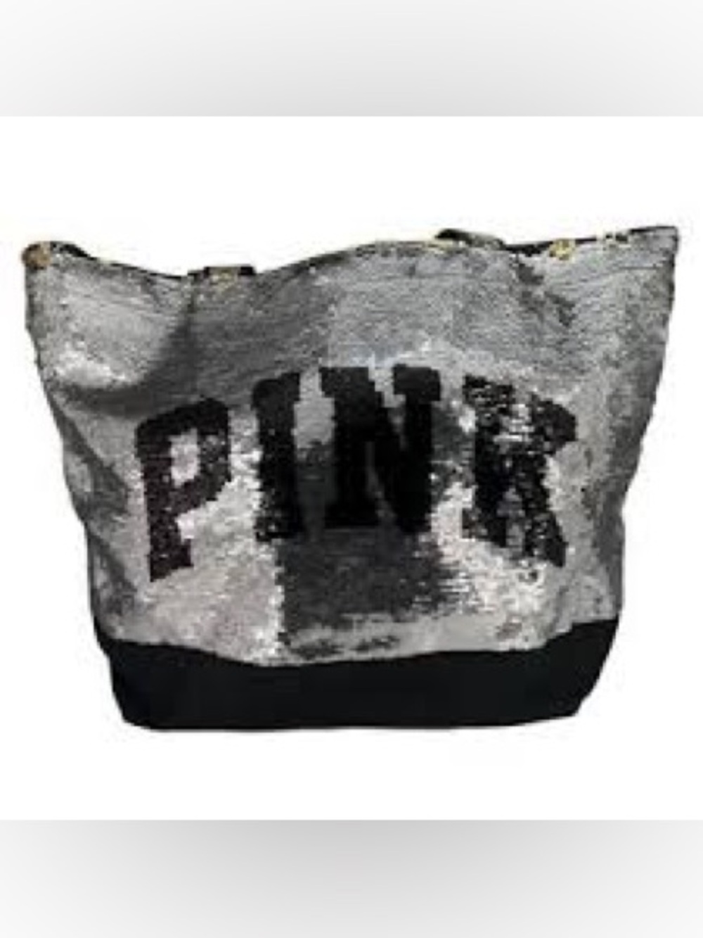 PINK Victoria's Secret Reversible Sequin Tote - Black & Silver